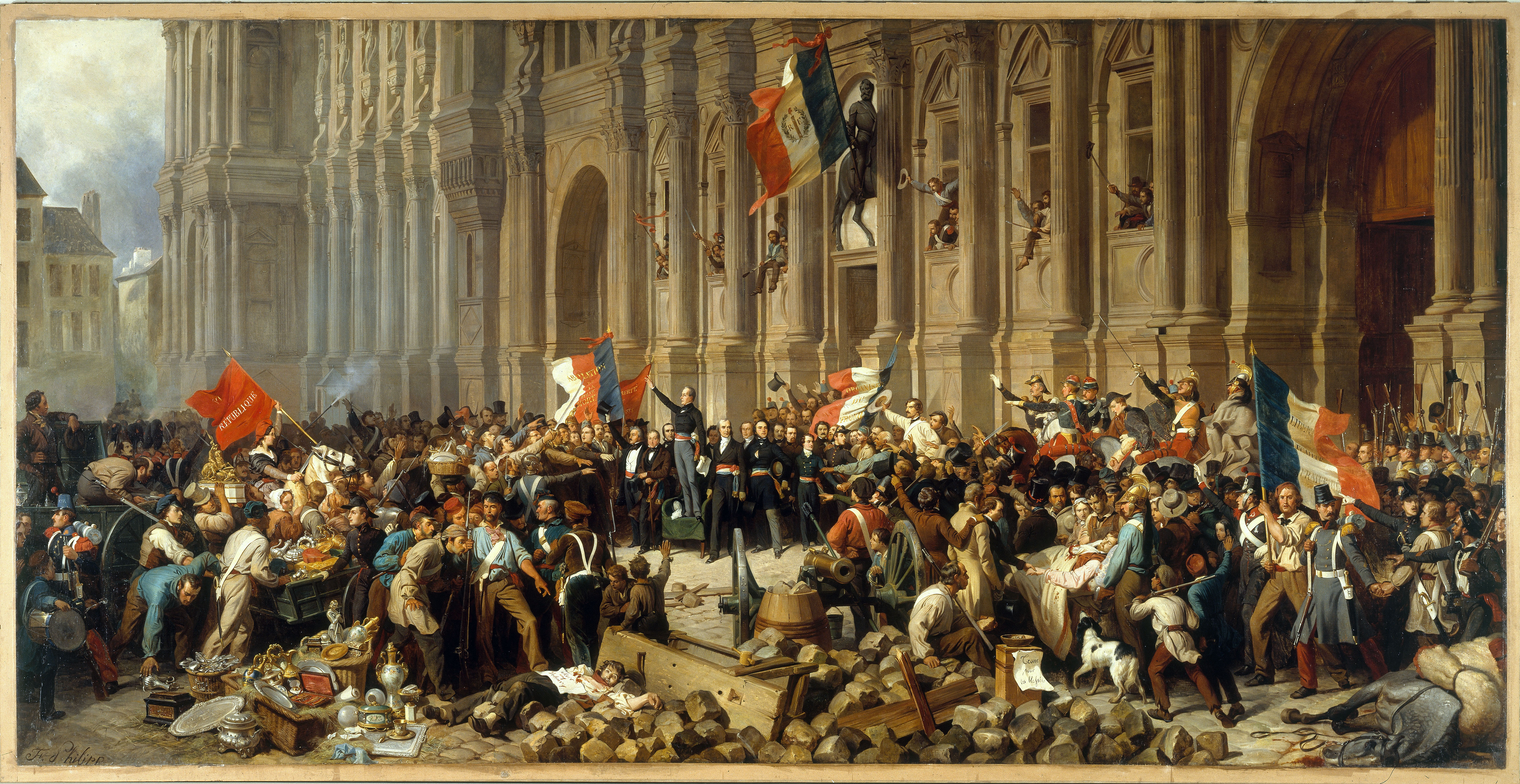 25 février 1848: Lamartine devant l’Hôtel de ville de Paris refuse le drapeau rouge Henri Felix Emmanuel Philippoteaux