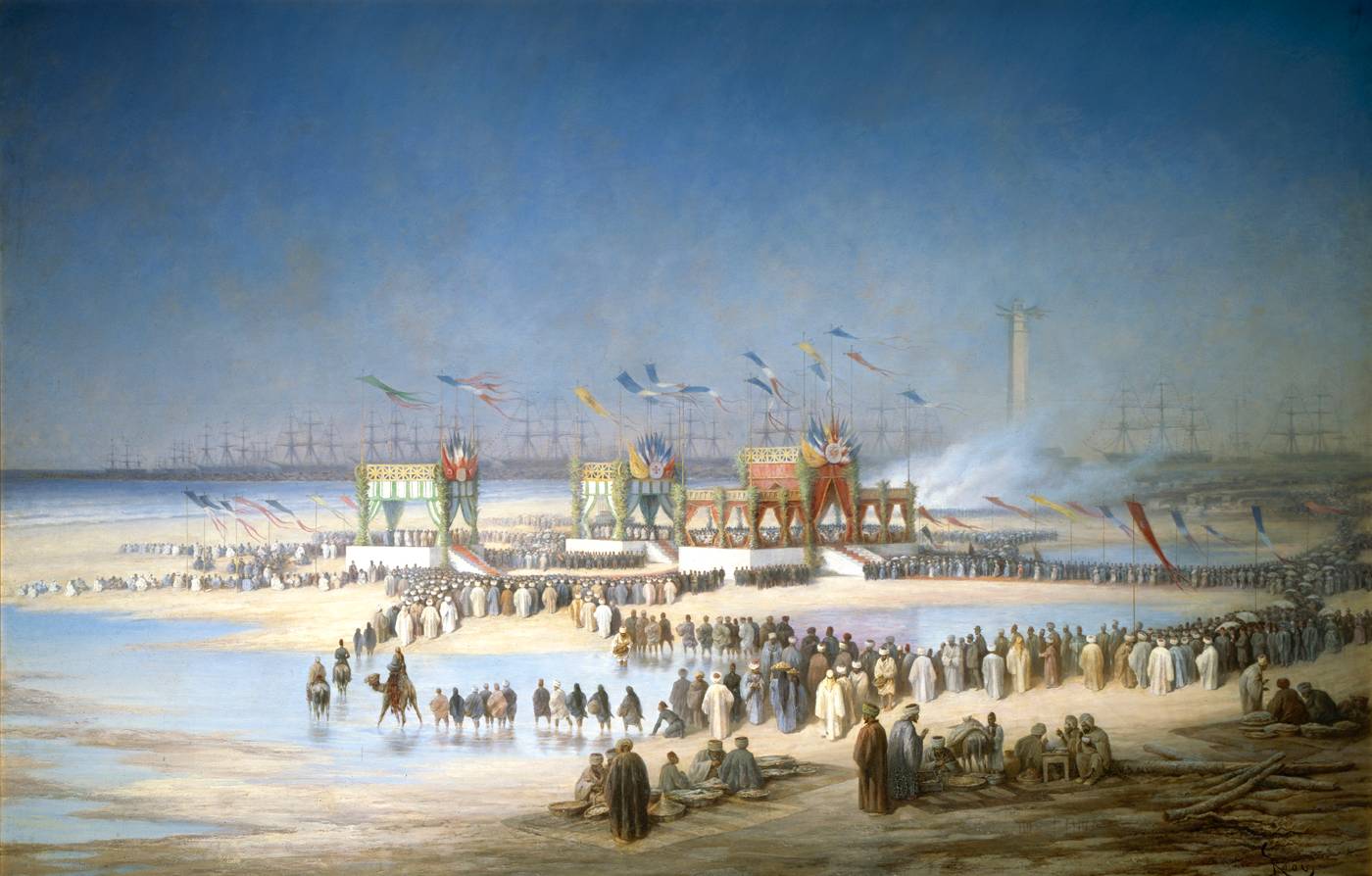L'inauguration du canal de Suez le 17 novembre 1869. Édouard Riou. L’Album de l’Impératrice : Voyage pittoresque à travers l’isthme de Suez