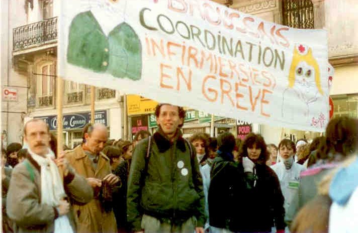 Défilé des infirmières et agents hospitaliers de l'Hôpital Broussais, Paris octobre 1988