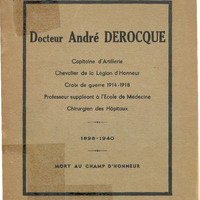 Docteur André Derocque... 1898-1940 : mort au champ d'honneur